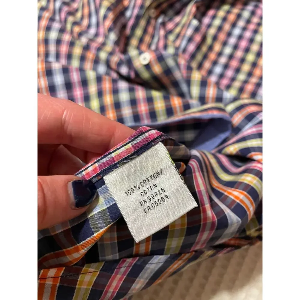 Bugatchi Men’s Casual Classic Fit Short Sleeve Multicolor Gingham Cotton Top XL - Picture 6 of 12